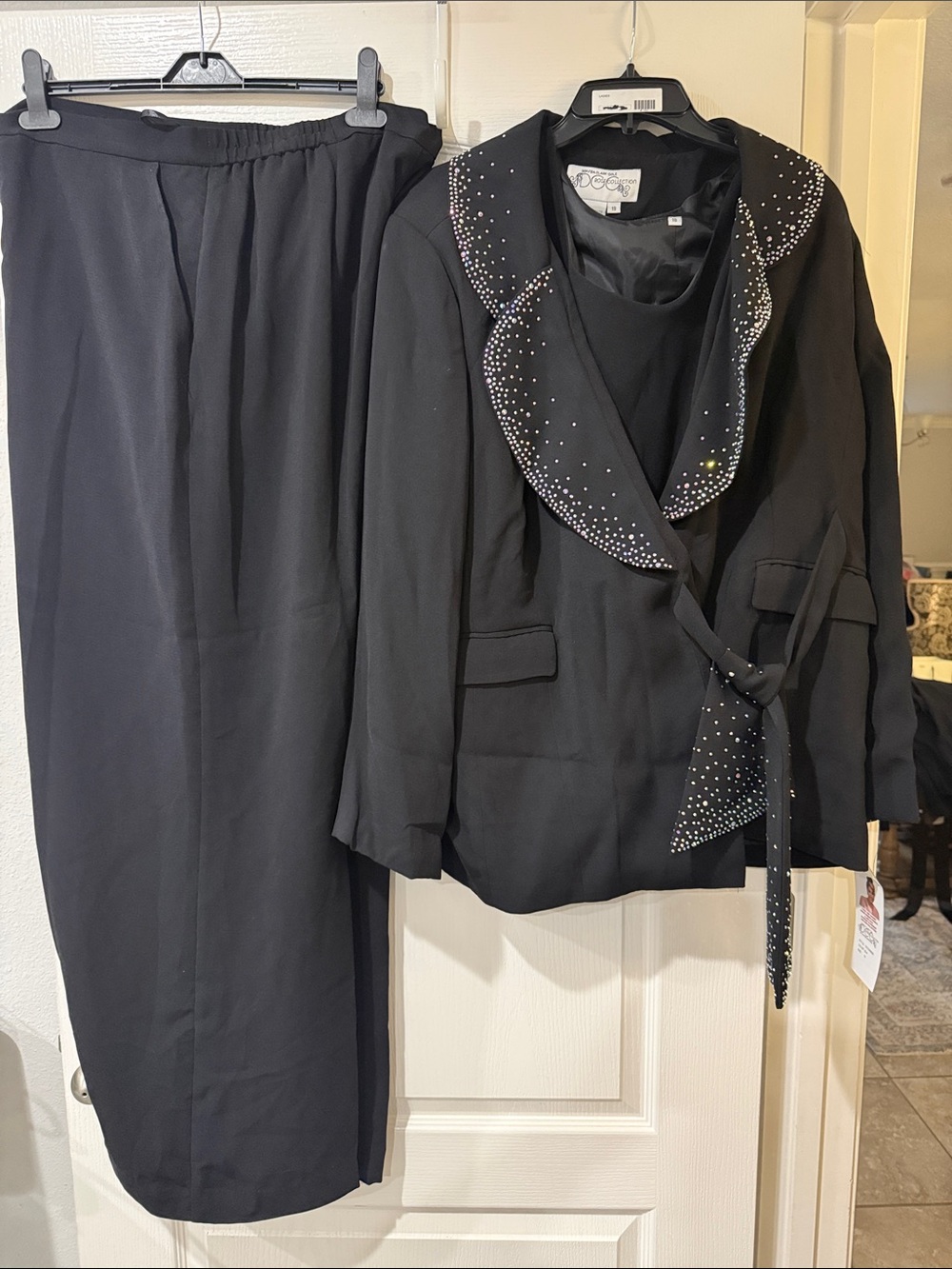 D&G Black Jacket and Skirt Set with Embellished Collar